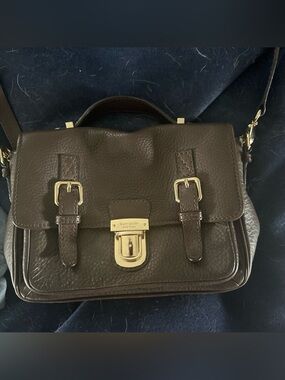 kate spade Brown Pebbled Leather Messenger with Gold Hardware